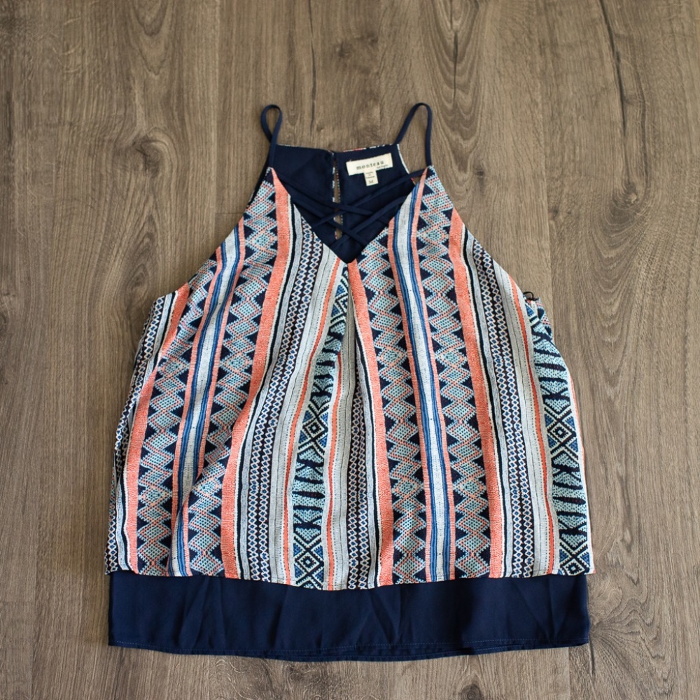 Monteau patriotic tank spaghetti strap navy blue
